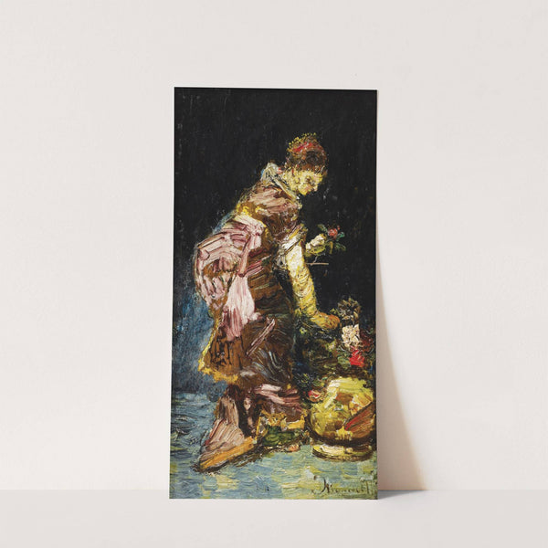 Jeune femme arrangeant des fleurs by Adolphe Monticelli