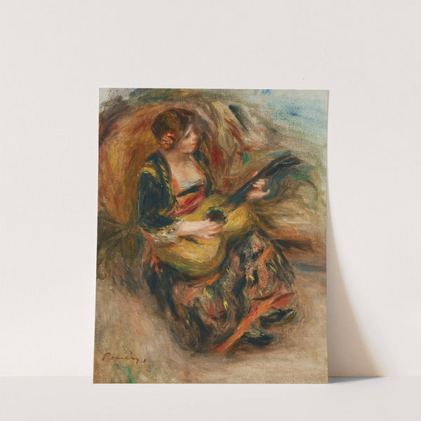 Jeune femme assise jouant de la guitare by Pierre-Auguste Renoir