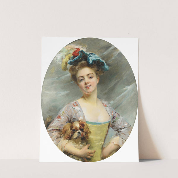 Jeune femme au petit chien by Madeleine-Jeanne Lemaire