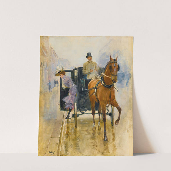 Jeune Femme Descendant D'un Fiacre by Jean Béraud