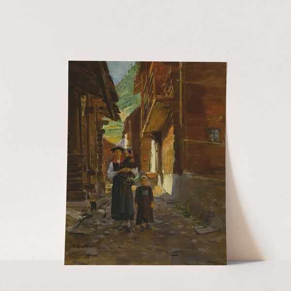 Jeune Femme Et Enfants Dans Un Paysage De Montagne by Jean Béraud