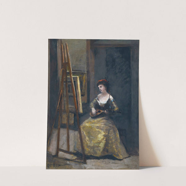 Jeune Femme Jouant De La Mandoline by Jean-Baptiste-Camille Corot