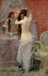 Jeune Femme Nue Se Coiffant Dans Un Intérieur