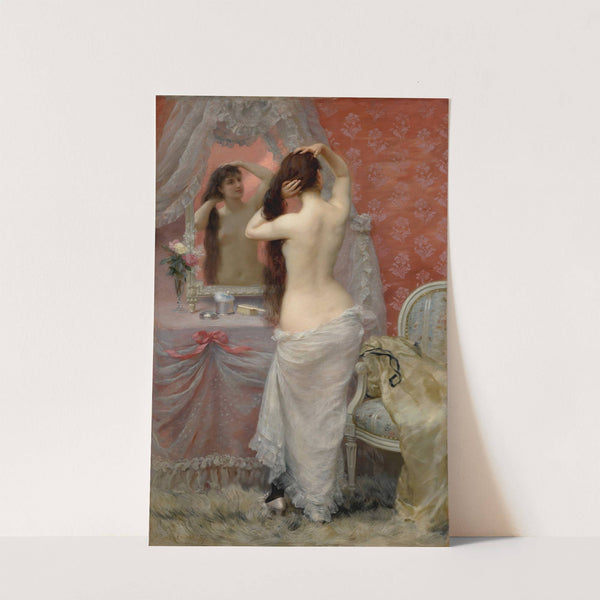 Jeune Femme Nue Se Coiffant Dans Un Intérieur by Jean André Rixens
