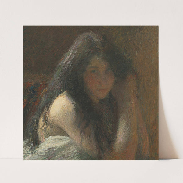 Jeune femme se coiffant huile sur toile (1890) by Henri Martin