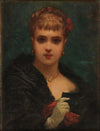 Jeune femme tenant un masque