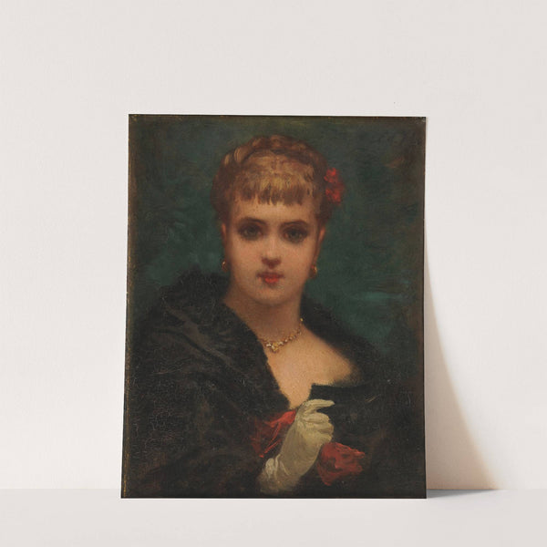 Jeune femme tenant un masque by Edmond Hébert