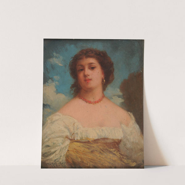 Jeune femme tenant une gerbe de blé by Edmond Hébert