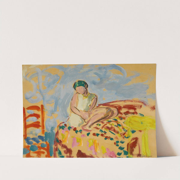 Jeune fille au turban vert assise sur un sofa (circa 1920-1923) by Henri Lebasque