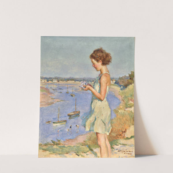 Jeune fille avec un hortensia bleu, Saint-Gilles-Croix-de-Vie by Charles Atamian