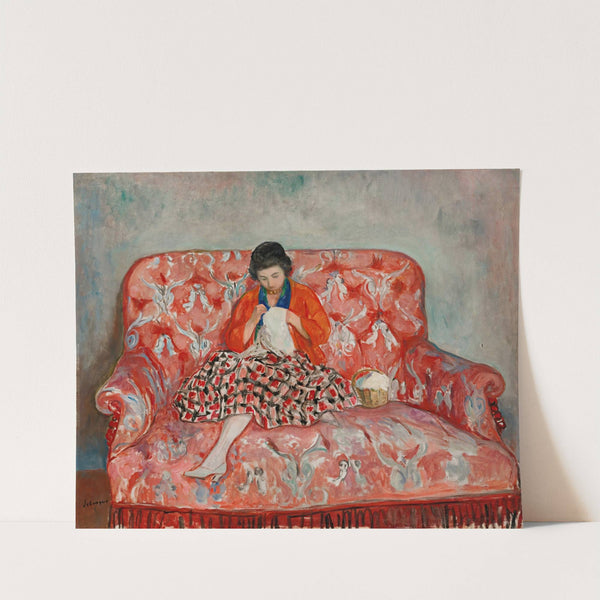 Jeune Fille Cousant Sur Un Canapé (circa 1925) by Henri Lebasque