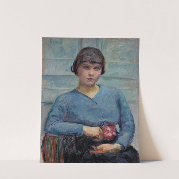 Jeune fille en bleu, à la rose by Pierre Bonnard