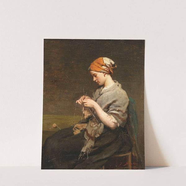 Jeune Fille Tricotant by Jules Breton