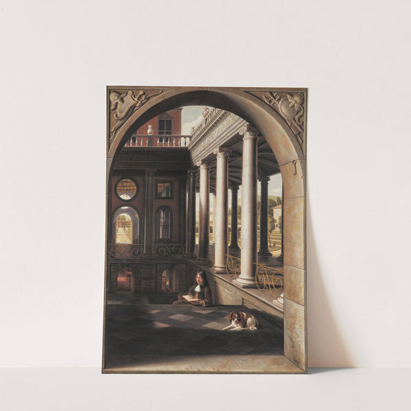 Jeune homme lisant dans un palais de style Renaissance by Samuel van Hoogstraten
