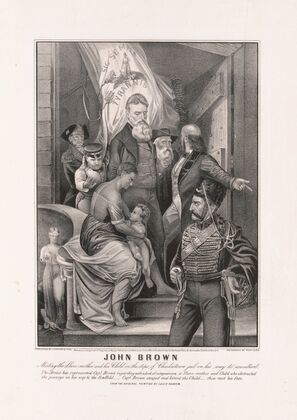 John Brown. Meeting the slave-mother and her child on the steps of Charlestown jail on his way to execution (1863)