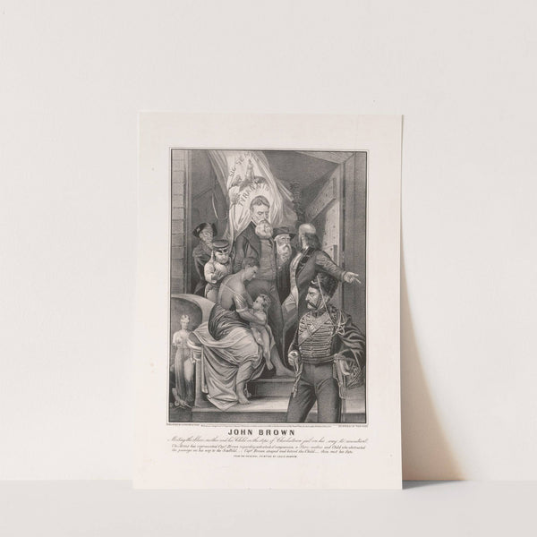 John Brown. Meeting the slave-mother and her child on the steps of Charlestown jail on his way to execution (1863) by Currier & Ives.