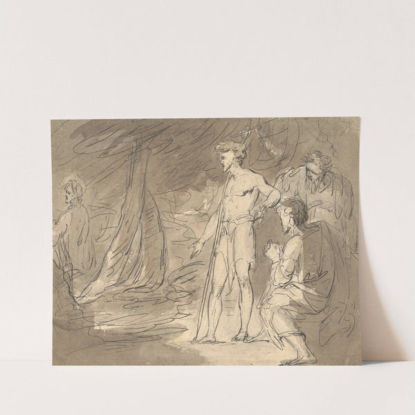 John the Baptist and Two Men, with Christ by William Hamilton