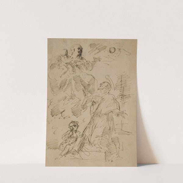 Jomfru Maria med barnet i skyerne, den hellige Johannes af Nepomuk nedenunder by Gaspare Diziani