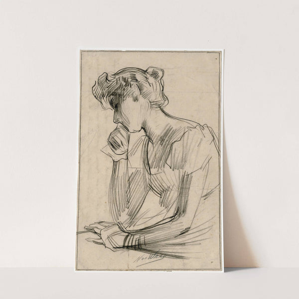 Jonge vrouw in peinzende houding by Nicolaas van der Waay