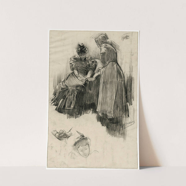 Jonge vrouw in wanhoop met oude dienstmeid by Nicolaas van der Waay