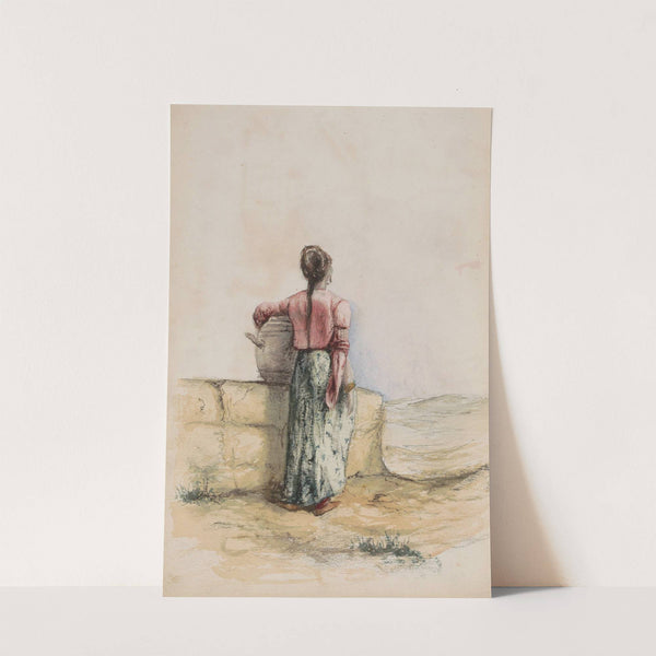 Jonge vrouw met een kruik bij een muur (1880) by Marius Bauer