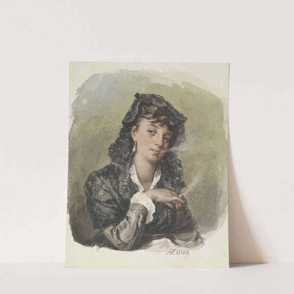 Jonge vrouw met een sigaret by Antonio Zona