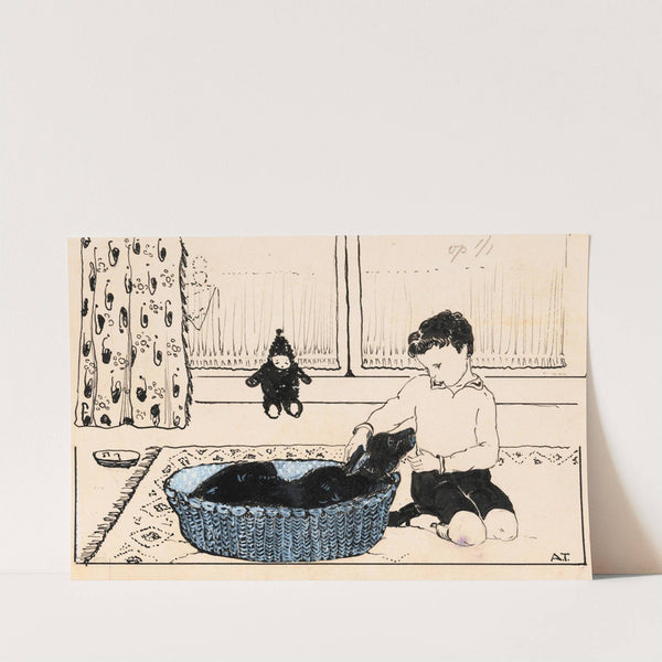 Jongen aait een hond (1925) by A. Tinbergen