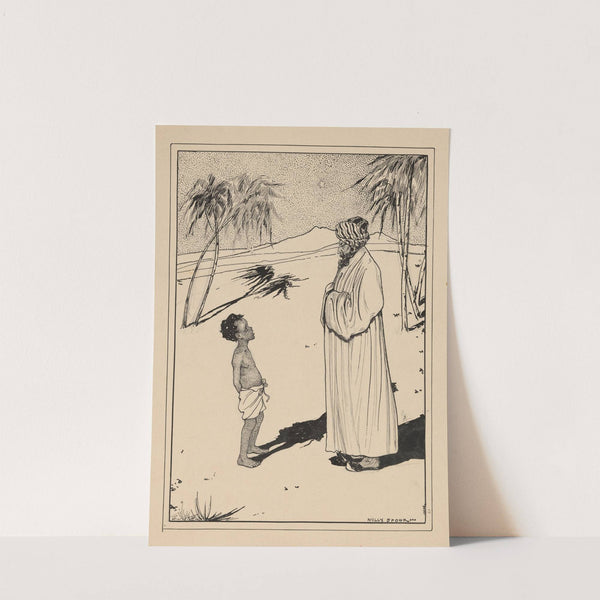 Jongen en man met tulband in een woestijnlandschap by Nelly Spoor