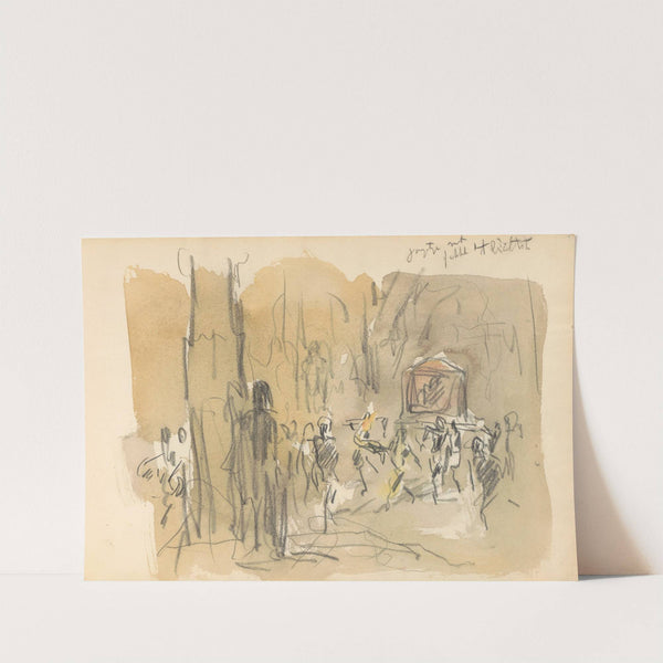 Jongen met een fakkel bij een houtvuur (1924 - 1925) by Marius Bauer