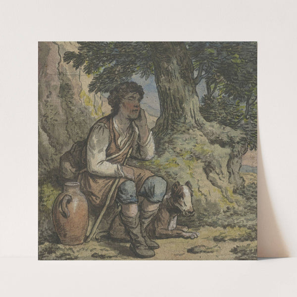 Jongen onder een boom met een hond en een kruik by Anthony Andriessen