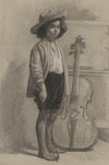 Jongen staande bij een cello