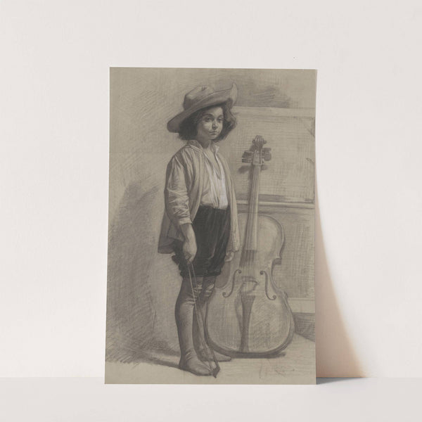 Jongen staande bij een cello by Jan Veth