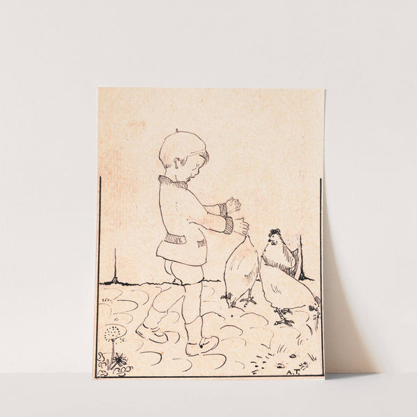 Jongen tussen de kippen (1925) by A. Tinbergen