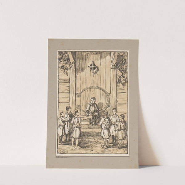 Jongens voor een houten deur by Bernard Willem Wierink