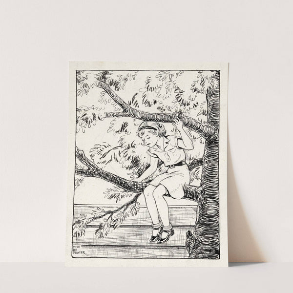 Jos zittend in een boom by Miep de Feijter