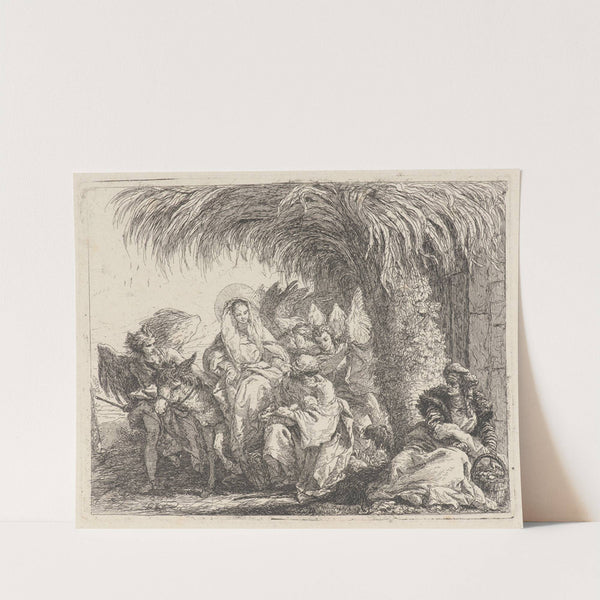 Joseph Kneels with the Child before Mary on the Donkey (1750–1753) by Giovanni Domenico Tiepolo