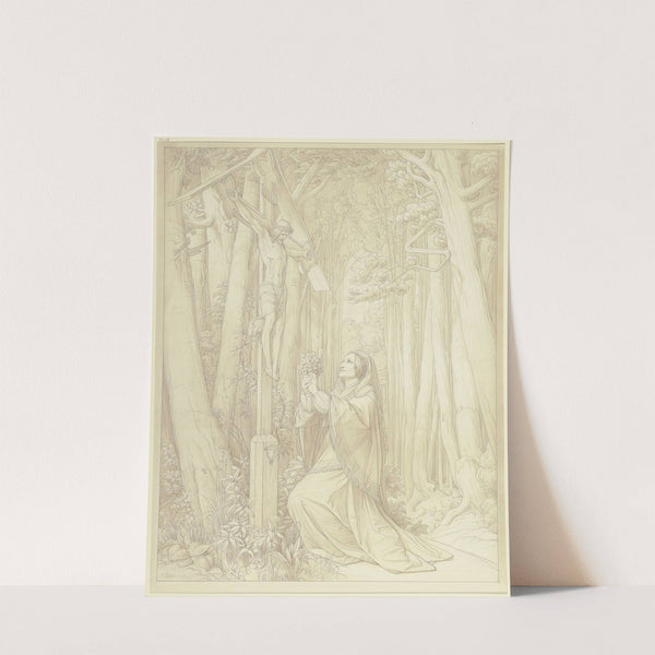 Josephine Brentano im Wald ein Kruzifix verehrend (1875) by Eduard von Steinle