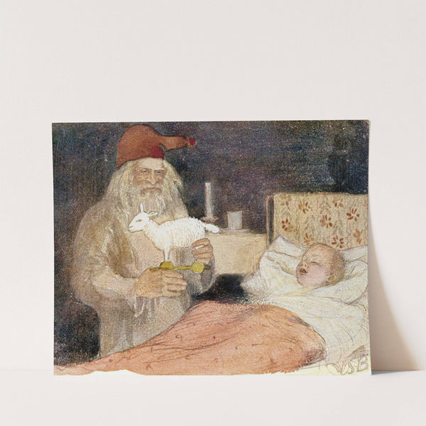 Joulupukki tuo lahjan pojan sängyn viereen by Venny Soldan-Brofeldt