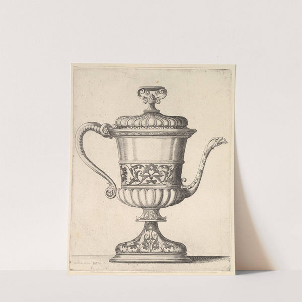 Jug with lid, engraved with arabesque pattern (1649) by Wenceslaus Hollar