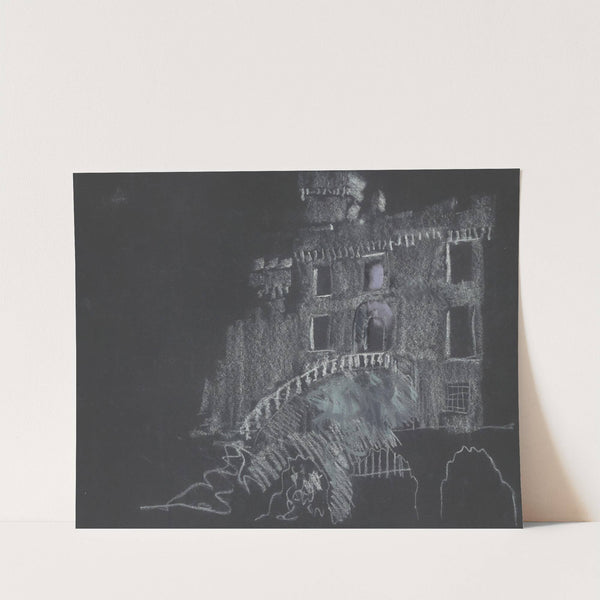 Juliette ou la Clef des songes – maquette de décor – façade de château avec escalier (1930) by Christian Bérard