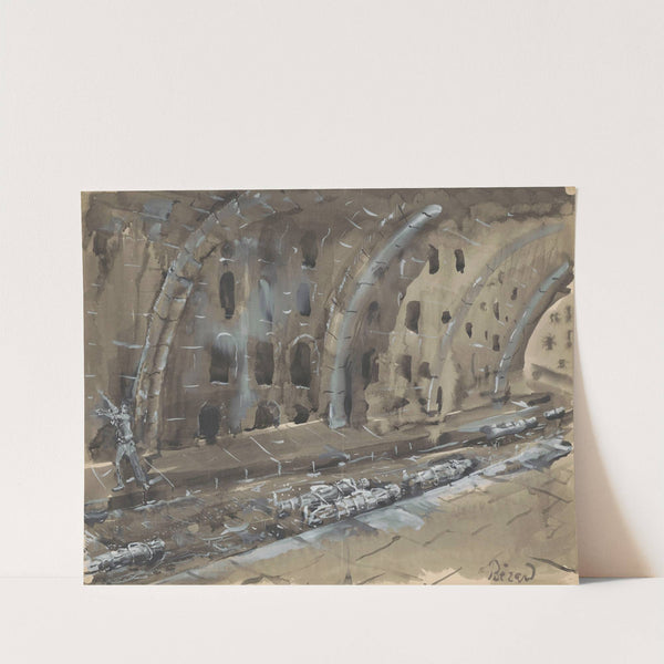 Juliette ou la Clef des songes – maquette de décor – tunnel, corps allongés et liés (1930) by Christian Bérard