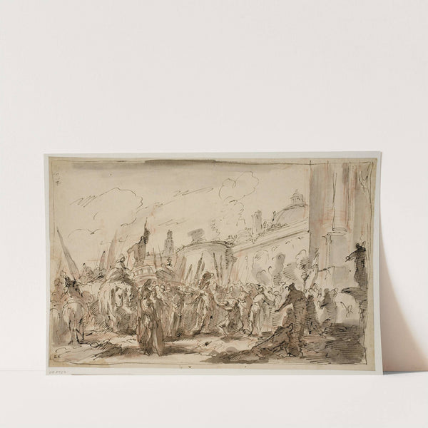 Julius Cæsar modtager Pompeius' afhuggede hoved by Giovanni Antonio Pellegrini