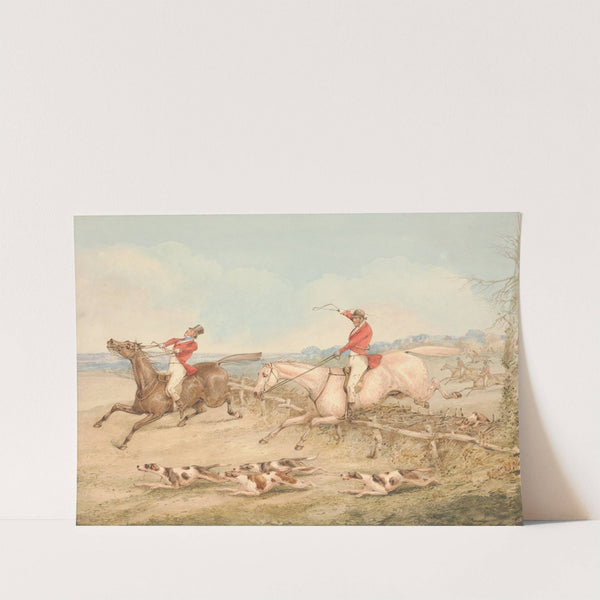 Jumping a Double Oxer – A Rider in Difficulties by Henry Thomas Alken