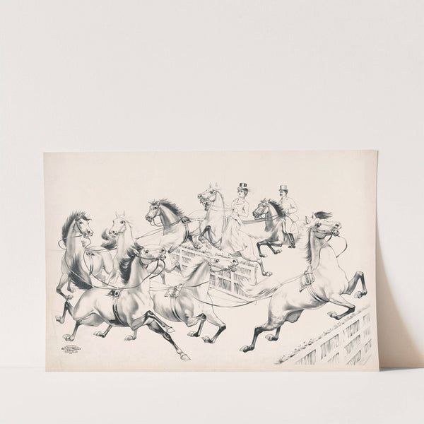 Jumping strings of horses, only two riders (1900) by Russell, Morgan & Co.