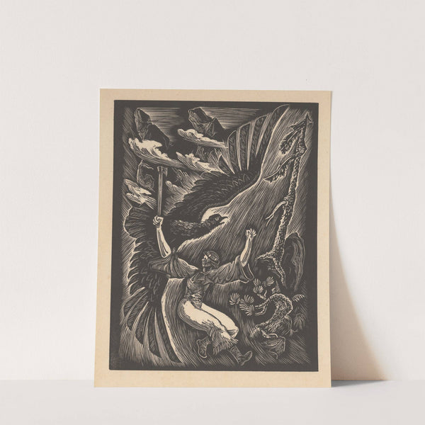 Junák s valaškou v súboji s orlom by Ján Novák