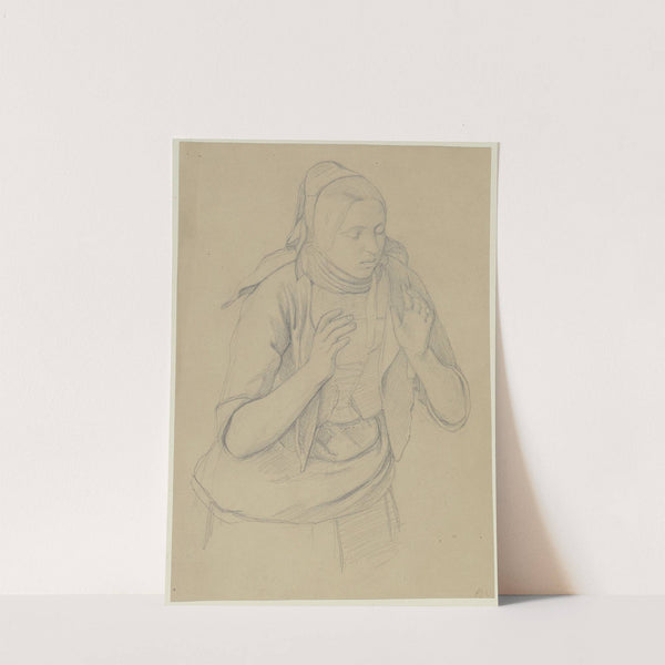 Junge Bäuerin, die Hände erhoben by Jakob Becker