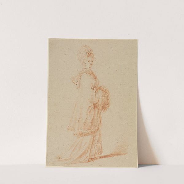 Junge Dame im Cape mit Kapuze und Muff by Daniel Nikolaus Chodowiecki