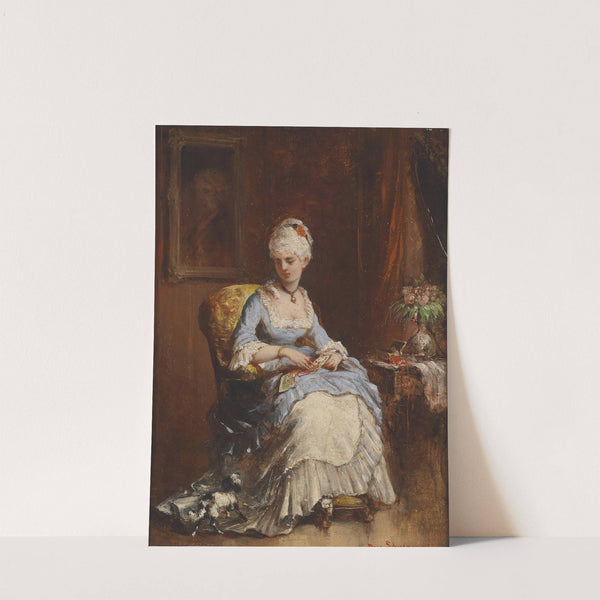 Junge Dame mit Hündchen by Rosa Schweninger