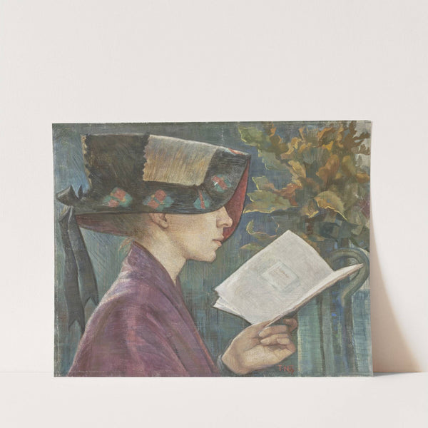 Junge Frau mit Haube, lesend nach rechts by Klementine Noll-Prenger