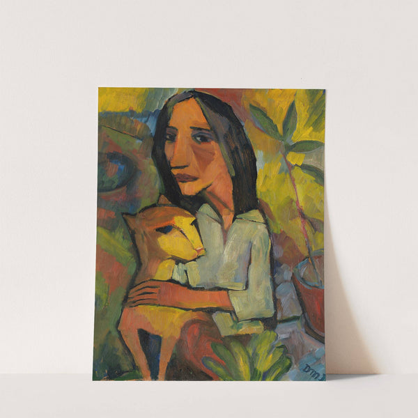 Junge Frau mit Katze by Dorothea Maetzel-Johannsen